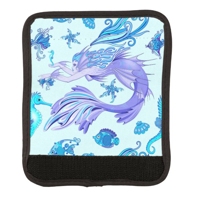 Mystic Mermaid Fairy Purple Creature Ceramic Tile Luggage Handle Wrap (Front)
