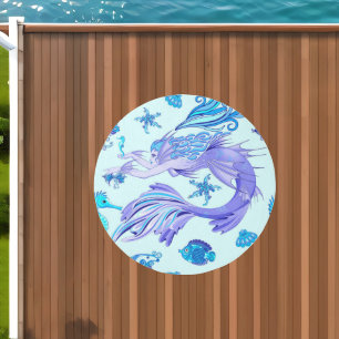 Mystic Mermaid Fairy Purple Creature Ceramic Tile Outdoor Rug