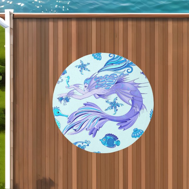 Mystic Mermaid Fairy Purple Creature Ceramic Tile Outdoor Rug (Insitu (Outdoor 1))