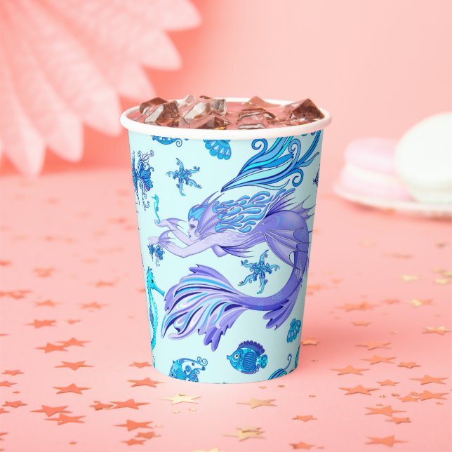Mystic Mermaid Fairy Purple Creature Ceramic Tile Paper Cups (Insitu)