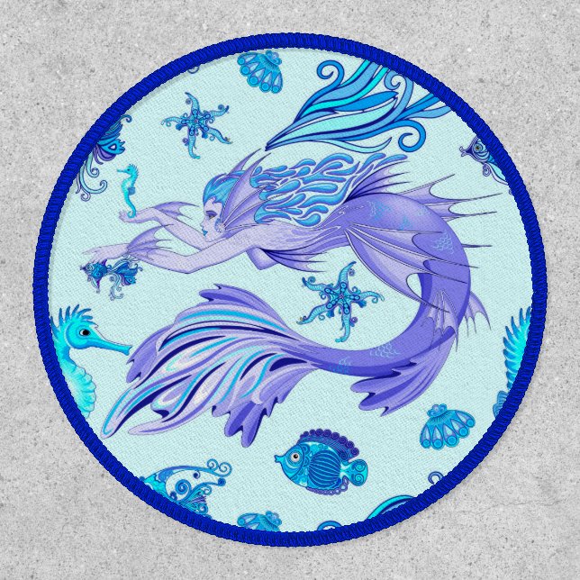 Mystic Mermaid Fairy Purple Creature Ceramic Tile Patch (Front)