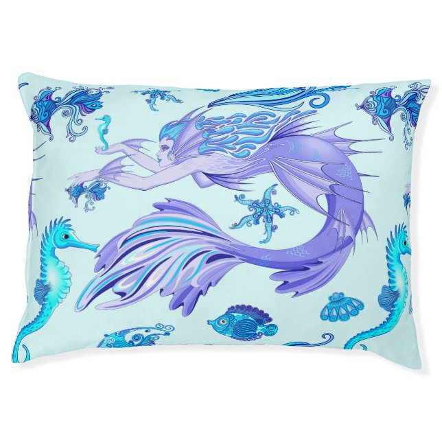 Mystic Mermaid Fairy Purple Creature Ceramic Tile Pet Bed (Front)