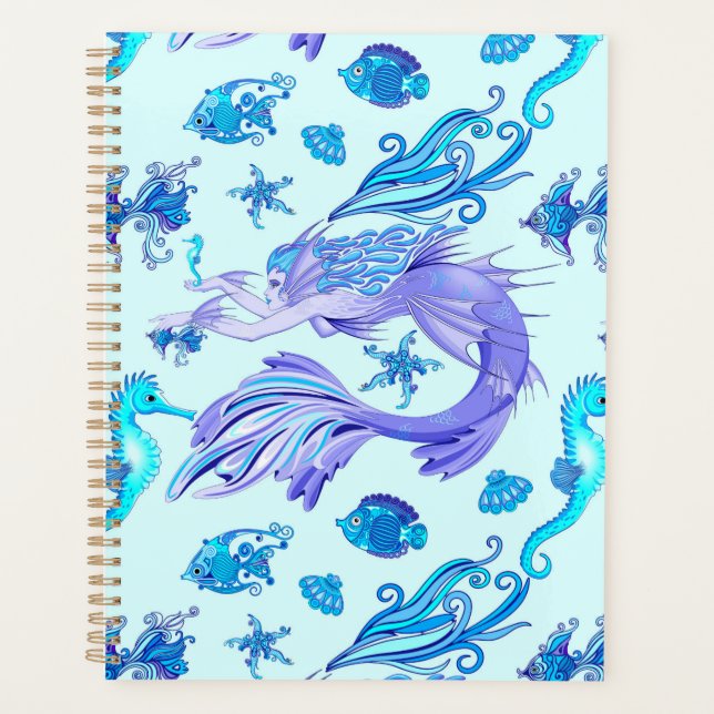 Mystic Mermaid Fairy Purple Creature Ceramic Tile Planner (Front)