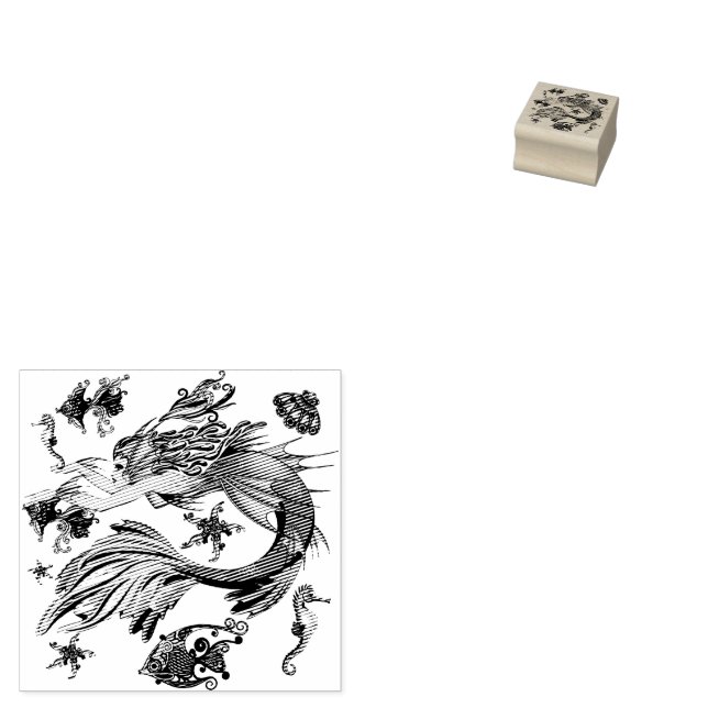 Mystic Mermaid Fairy Purple Creature Ceramic Tile Rubber Stamp (Stamped)