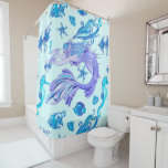 Mystic Mermaid Fairy Purple Creature Ceramic Tile Shower Curtain