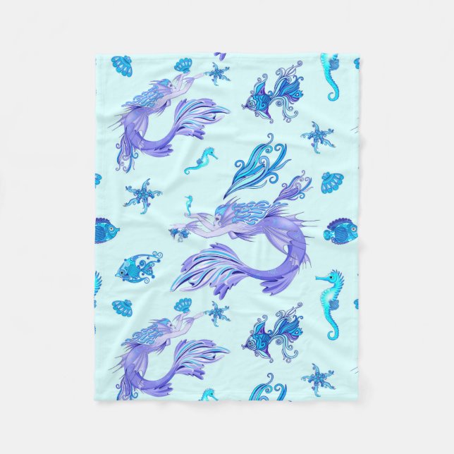 Mystic Mermaid Fairy Purple Creature Fleece Blanket (Front)