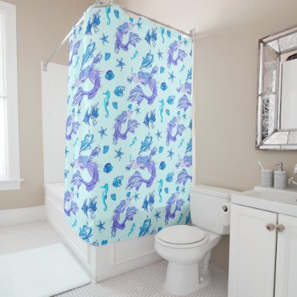 Mystic Mermaid Fairy Purple Creature Shower Curtain