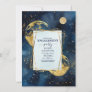 Mystic Midnight Blue  Gold Watercolor Engagement Invitation