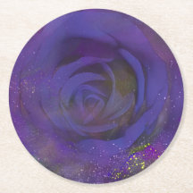 Mystic Midnight Rose Paper Coaster
