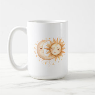 Mystic Moon and Sun Celestial Boho Style Coffee Mug