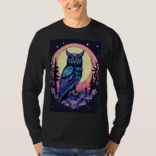 Mystic Moon Owl TShirt  Enchanting Nocturnal Style (Front)
