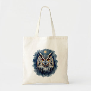Mystic Moon Owl Watercolor Art Celestial Forest Tote Bag