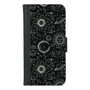 Mystic  Moon Stars Sun Planet Psychedelics Art iPhone 8/7 Wallet Case