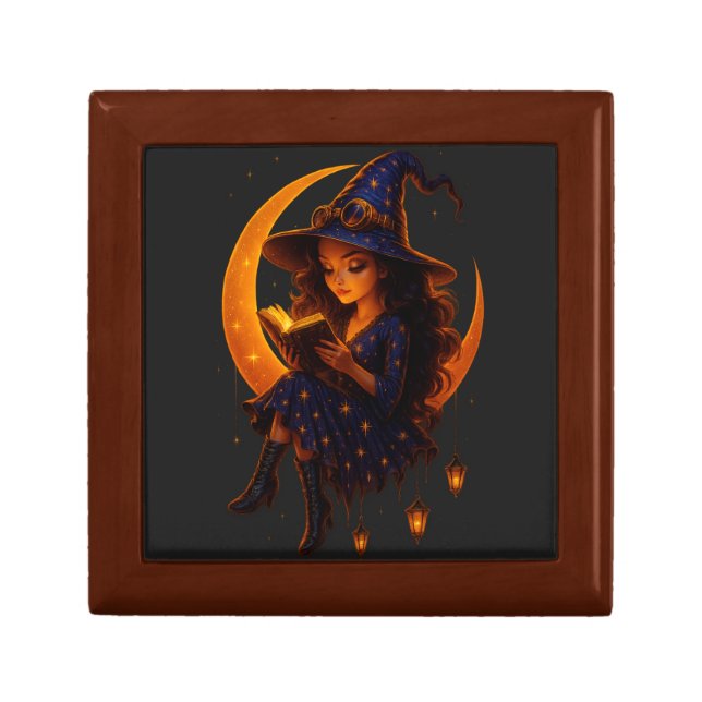 "Mystic Moon Witch – Framed Ceramic Art Tile" Gift Box (Front)