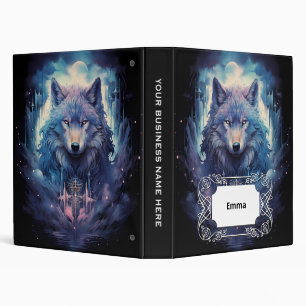 Mystic Moon Wolf Guardian 3 Ring Binder
