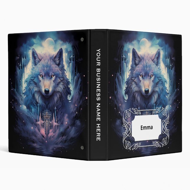 Mystic Moon Wolf Guardian 3 Ring Binder (Background)
