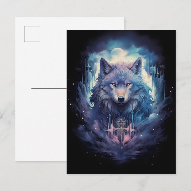 Mystic Moon Wolf Guardian Announcement Postcard (Front/Back)
