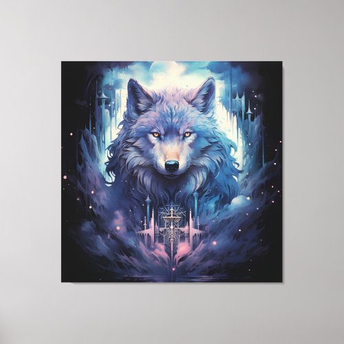 Mystic Moon Wolf Guardian Canvas Print