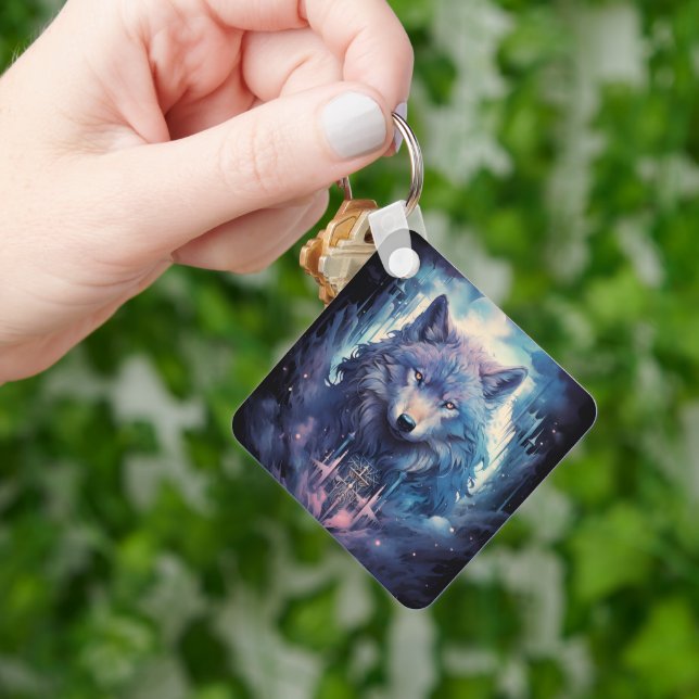 Mystic Moon Wolf Guardian Keychain (Hand)