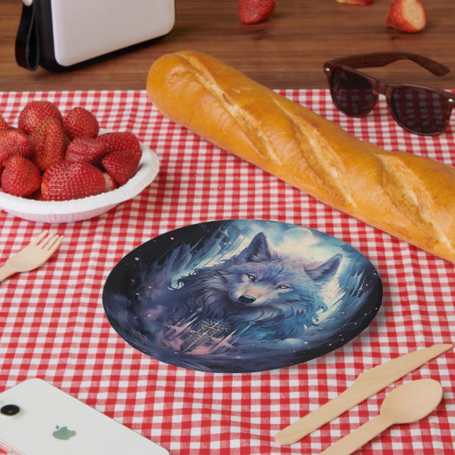 Mystic Moon Wolf Guardian Paper Plates (Picnic)