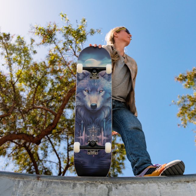 Mystic Moon Wolf Guardian Skateboard (Outdoor 1)