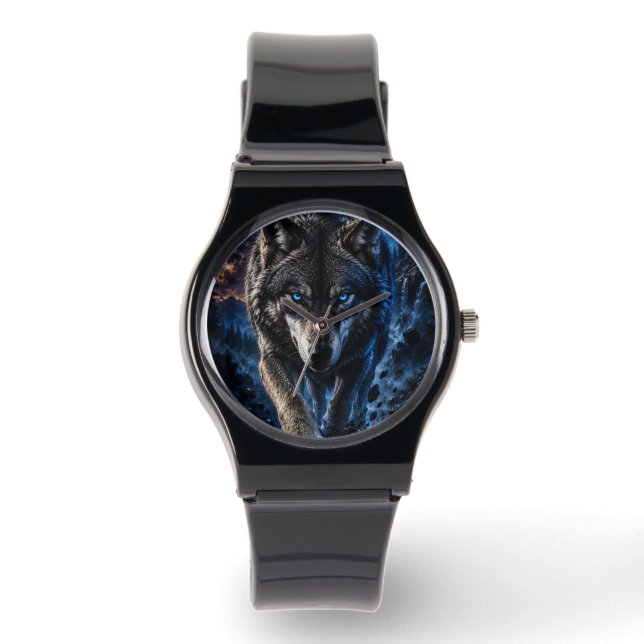 Mystic Moon Wolf – Hyper-Realistic Fantasy Watch (Front)