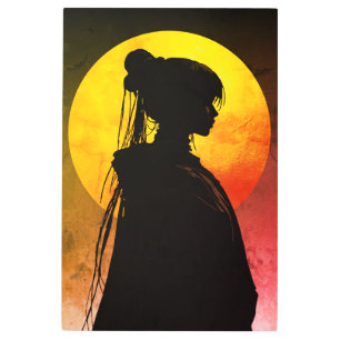 Mystic Moonlight Silhouette – Elegant Anime Metal Print