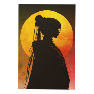 Mystic Moonlight Silhouette – Elegant Anime Wood Wall Art
