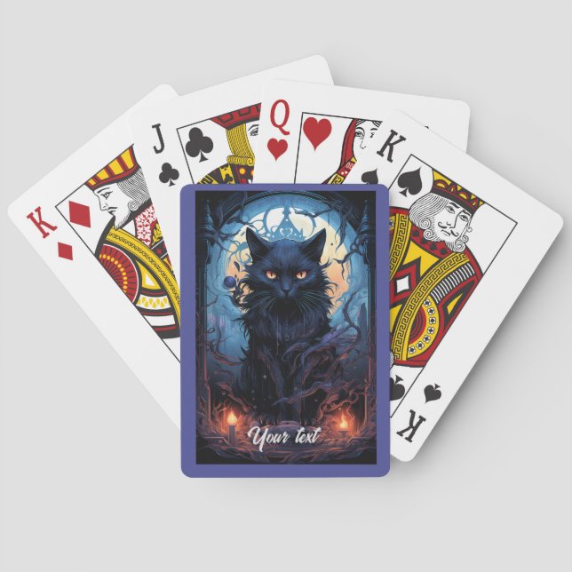 Mystic Moonlit Feline Poker Cards (Back)