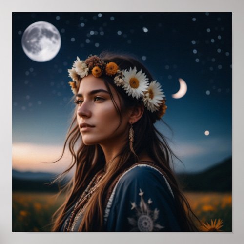 Mystic Moons Celestial Bohemian Nights Poster
