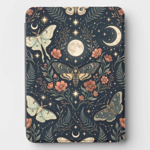 Mystic Moth & Moonlit Floral Pattern Kindle Cover