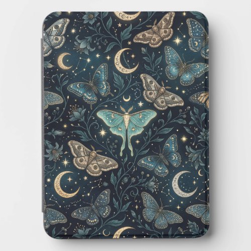 Mystic Moth & Moonlit Floral Pattern Kindle Cover