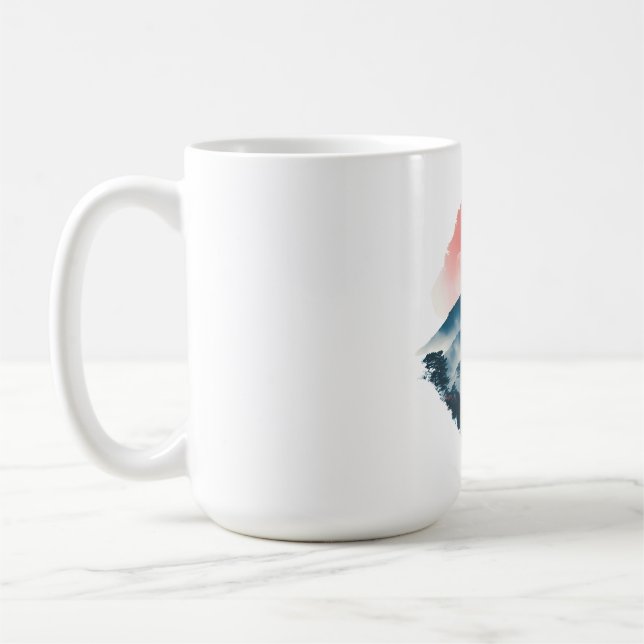 Mystic Mountain Crimson Moon Zen Art Coffee Mug (Left)