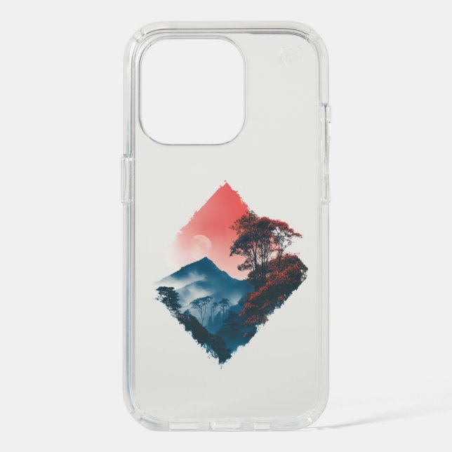 Mystic Mountain Crimson Moon Zen Art Speck iPhone Case (Front)