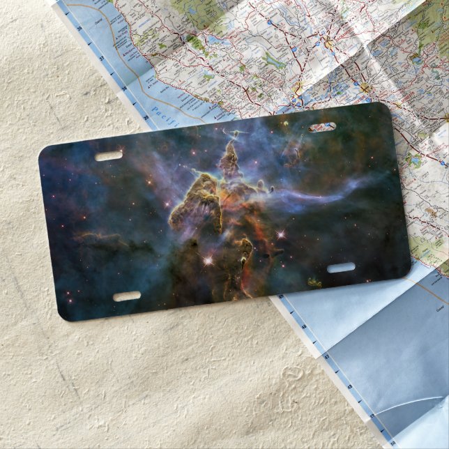 Mystic Mountain in Carina Nebula Hubble Space License Plate (In Situ)