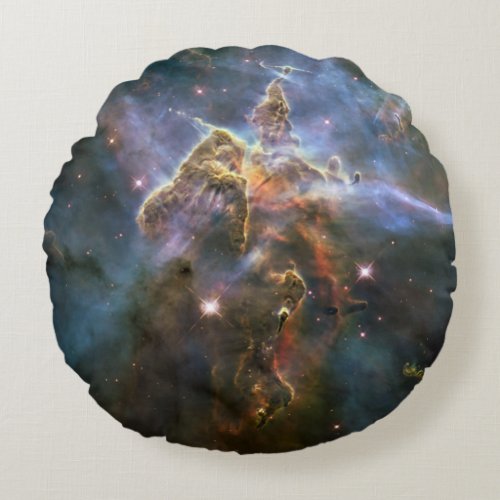 Mystic Mountain in Carina Nebula Hubble Space Round Pillow