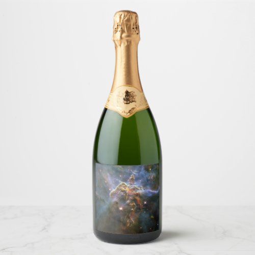 Mystic Mountain in Carina Nebula Hubble Space Sparkling Wine Label