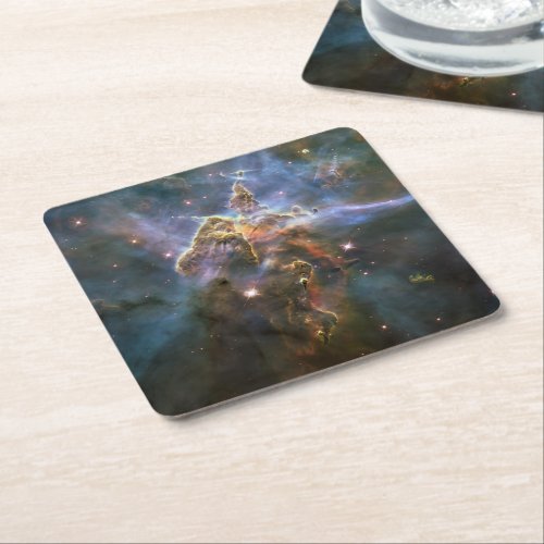 Mystic Mountain in Carina Nebula Hubble Space Square Paper Coaster