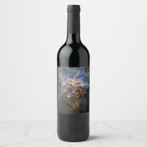 Mystic Mountain in Carina Nebula Hubble Space Wine Label