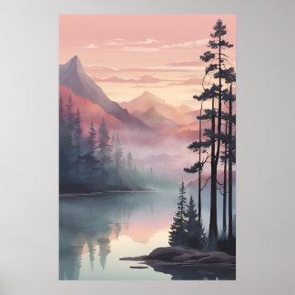 Mystic Mountain Lake at Dawn Poster