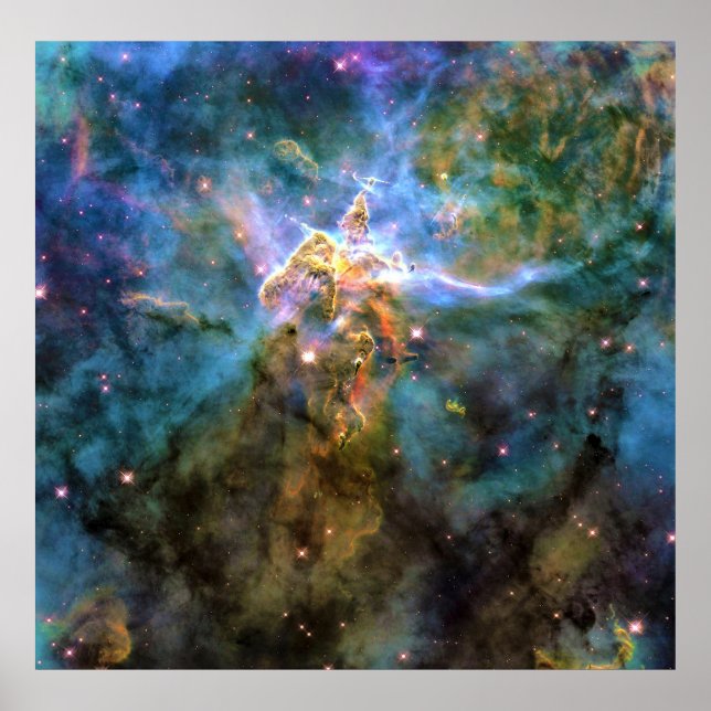 Mystic Mountain of Rising Gas in the Carina Nebula Poster (Front)