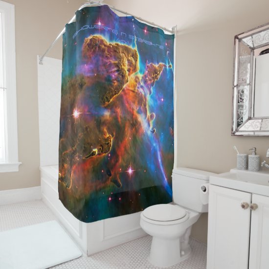 Mystic Mountain, Showering in Starshine Shower Curtain