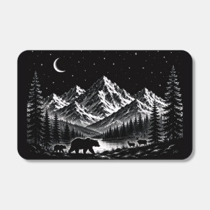 Mystic Mountain Wilderness Night Linocut Style Matchboxes