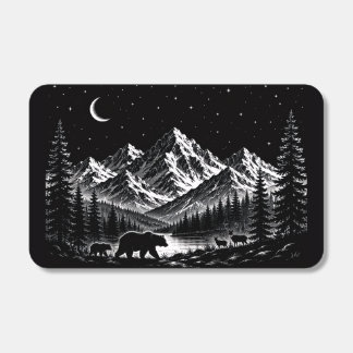Mystic Mountain Wilderness Night Linocut Style Matchboxes
