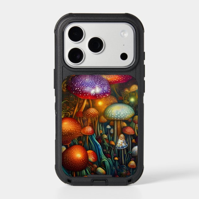 Mystic Mushrooms – Glowing Forest Fungi Otterbox iPhone Case (Back)