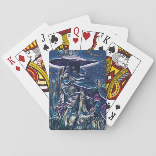 Mystic Mushrooms in Blue Magic Playing Cards