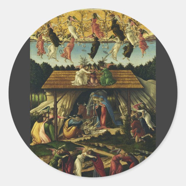 Mystic Nativity by Sandro Botticelli  Classic Round Sticker (Front)