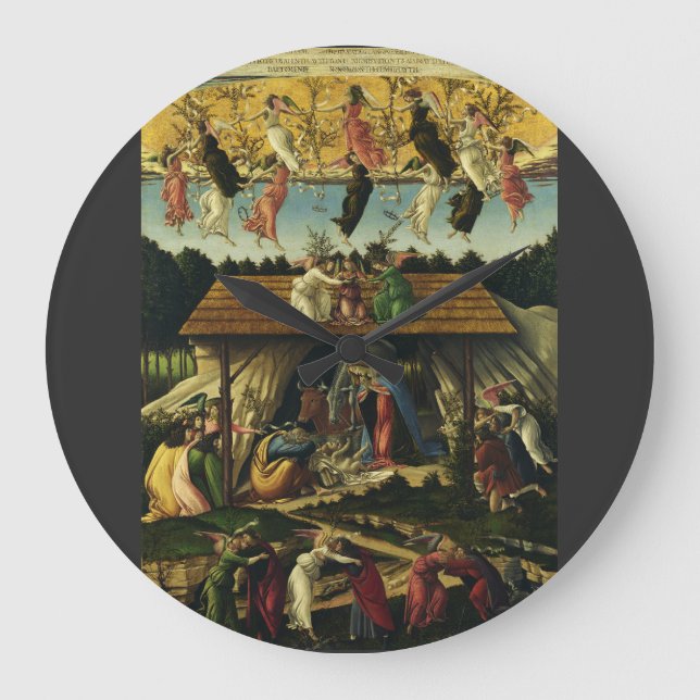 Mystic Nativity by Sandro Botticelli  Large Clock (Front)