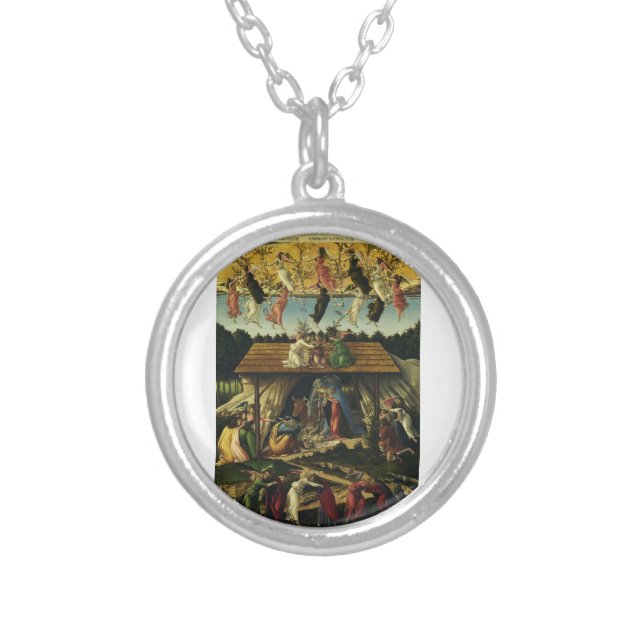 Mystic Nativity by Sandro Botticelli  Silver Plated Necklace (Front)