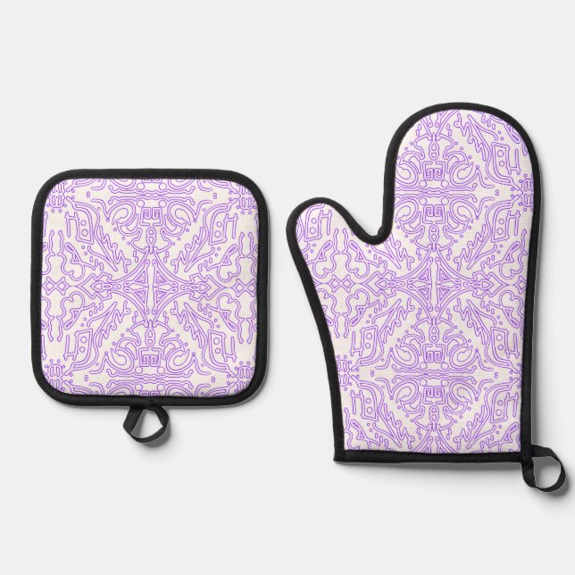 Mystic Nebula Lilac Oven Mitt & Pot Holder Set (Front)